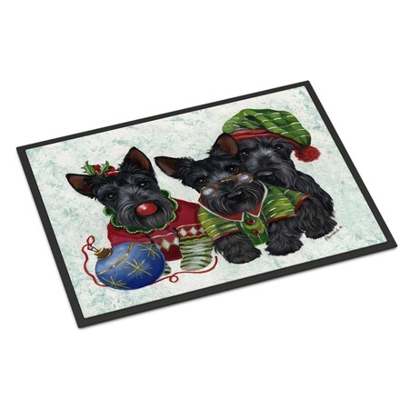 Carolines Treasures 24 x 36 in. Scottish Terrier Christmas Elves Indoor or Outdoor Mat PPP3270JMAT